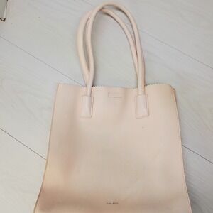 PIXIE‎ MOOD Tote Bag Peach Leather Scalloped Top Snap Closure